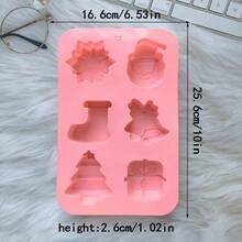 6腔圣诞老人礼物、圣诞树、铃铛、雪花硅胶模具、蜡烛、肥皂DIY工艺模具、礼品模具 - 彩色 - 查看 3