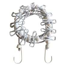 Tendedero de viaje portátil con 12 clips, cuerda de secado de ropa retráctil de plástico antideslizante para el hogar, viajes y colgar al aire libre. - Blanco - Ver 9