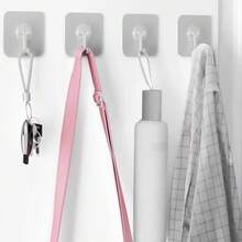 10PCS   Heavy Duty Self-Adhesive Hooks - Up To 50 Lbs (Approximately 22kg ), Transparent, Waterproof, Adhesive Wall Hooks, Suitable For Keys, Bathroom, Shower, Outdoor, Kitchen, Door, Home Renovation, Utility Tools - Random - View 7