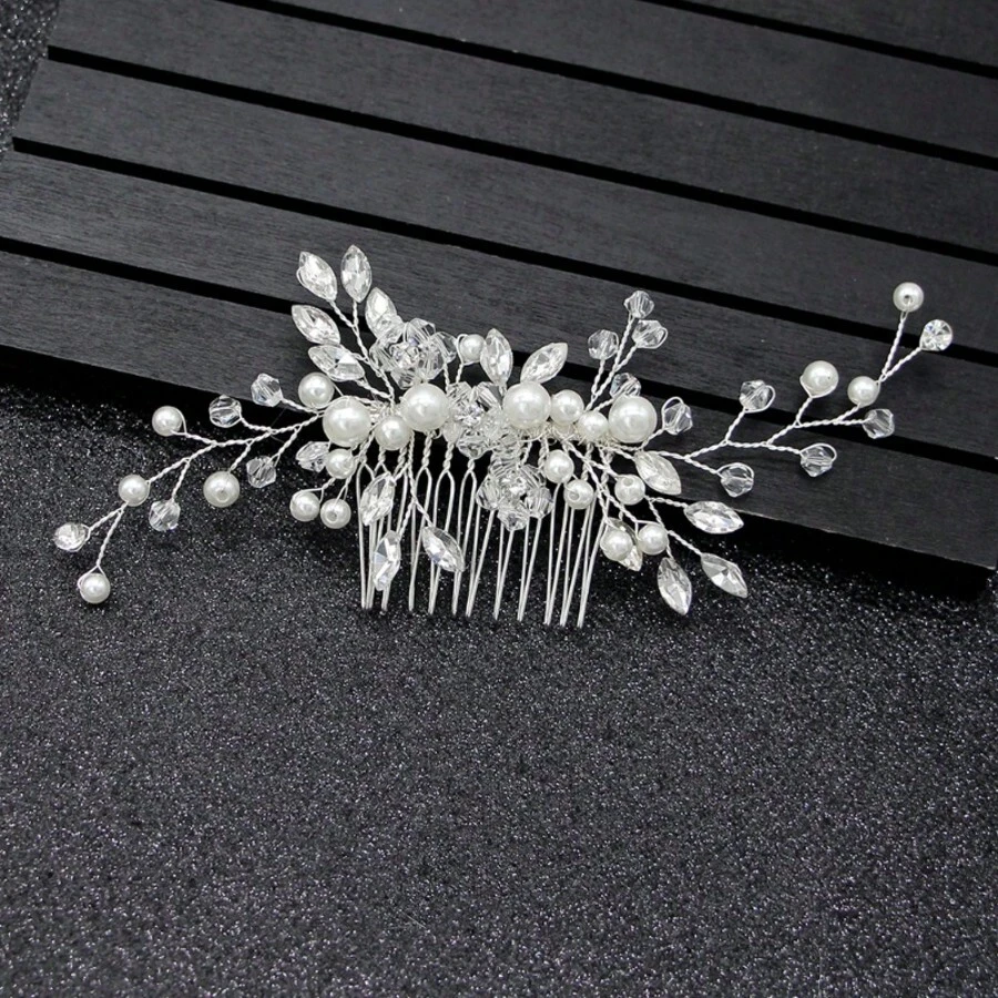 Tiara Arrangement Accessory Wreath Ornament Wedding Hair Party Graduation Bride Debutante - 銀色 - 查看 1