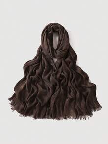 1 Khăn choàng tua rua xếp ly Modal trơn màu dành cho nữ, Khăn trùm đầu thường ngày, Khăn choàng giữ ấm chống nắng Hijab dùng khi mặc váy - nhiều màu - Xem 19