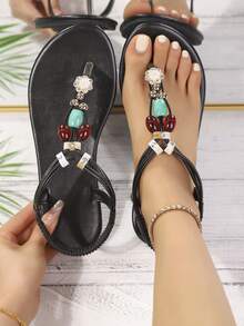 New Girl's Flat Sandals Are Fashionable And Bohemian In Street Style, Suitable For Spring And Summer Beach Leisure Vacation - Black - View 8