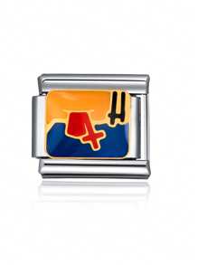 1pc 2025 Halloween Fashion Black 8 Cross Pumpkin DIY Italian Modular Charm Couple Bracelet Stainless Steel Jewelry Making Pendant Bracelet, Suitable As Gift For Friends And Family, Party, Matching Daily Outfit Accessories