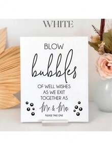 1pc Blow Bubbles Of Well Wishes For The New Mr And Mrs Clear Glass Look Acrylic Wedding Sign, Wedding Decor,Sendoff,Wedding Signs,Wedding Items,Wedding Party Supplies,Weddingessentials,Wedding Supplies,Wedding Decorations