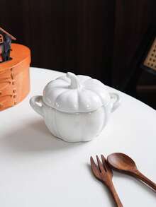 1 szt. ceramiczny słoik na cukierki w kształcie dyni na Halloween, pojemnik na ciasteczka z orzechami i dynią, słoik do przechowywania czekolady i orzechów, odpowiedni do dekoracji świątecznych na Halloween, słoik do przechowywania cukierków w kuchni i jadalni, miska na przyprawy, miska na krem jajeczny, prezent