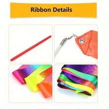 5pcs Rainbow Ribbon Dance Wands - Perfect For Princess Parties, Birthday Decorations And Girls' Games - Suitable For Halloween, Christmas And Graduation Celebrations - Multicolor - View 8