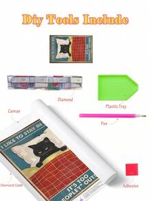 | 5D DIY Diamond Painting | Animal Wall Art Diamond, 5D DIY Embroidery Mosaic Art Of A Kitten Who Loves To Sleep In Bed. DIY Diamond Art Kit, Relaxing Diamond Painting, DIY Skill And Concentration Exercises, The Perfect Gift Diamond Painting.
