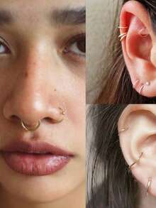 1Pair 925 Sterling Silver Classic Nose Rings Hoops Lip Ring For Women/Men 6-10mm Small Thin Nose Piercing Jewelry For Daily Wear