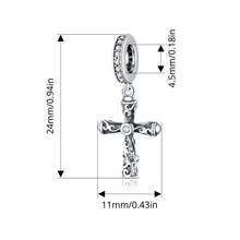 WOSTU 1 Pieza Colgante de Cruz de Plata de Ley 925 Vintage con Zirconia para Pulsera, Collar DIY, Joyería Religiosa para Mujer