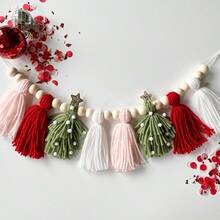 1 Peça Guirlanda de Borla Fofa de Natal em Rosa, Vermelho, Verde, Branco, Adequada para Decoração de Natal, Vitrine, Decoração de Quarto
