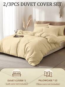 Bộ ga trải giường 2/3 món bằng cotton nguyên chất, 100% cotton, mềm mại và thoáng khí, thân thiện với da, chống xù lông, đồ dệt gia dụng thời trang, bao gồm vỏ chăn và vỏ gối, phù hợp với giường đơn, đôi, cỡ Queen, cỡ King, không bao gồm chăn bông, dùng được cả bốn mùa, nhiều màu sắc để lựa chọn, có thể giặt máy. - Nhiều màu - Xem 3