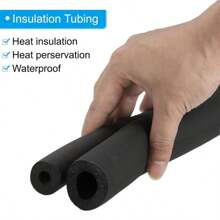 Tubo de aislamiento de espuma de 2m de longitud, aislamiento de tuberías de espuma, funda protectora para tubería, agarre de mango, unidad de aire acondicionado exterior HVAC, tubería de calefacción, grosor del aislamiento de 9mm, negro, diámetro interior 0.6cm/1.6cm/1.9cm/2.5cm/3.2cm