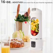 Portable Personal Blender, USB Rechargeable For Smoothie Shakes, With 12 Stainless Steel Blades & 16 Oz/450ML Cup And Extra Handle Lid, For Travel Sports Gym (White) - 白色 - 查看 2