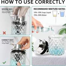 Modern Diamond-Cut Glass Foaming Soap Dispenser With Silver Pump, Refillable Bathroom Hand Wash Bottle, Thick Glass Base & Wide Mouth Design