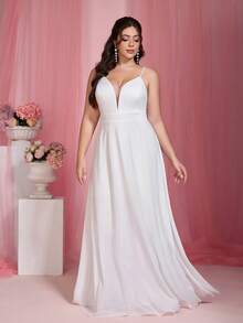 Mgiacy V-Neck Lace Backless Maxi Dress - White - View 4