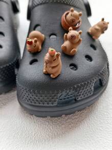 5/10 件可爱水豚卡通鞋饰 - 可爱动物装饰，适合女士、男士、女孩、男孩的木屐和凉鞋，适合夏季休闲鞋