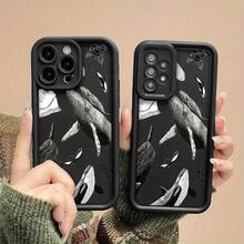 Funda de Teléfono con Patrón de Ballena Oceánica de Moda, Protección Completa del Cuerpo, Cubierta de TPU Antigolpes, Color: Negro, Compatible con Apple Series 16/15/14/13/12/XS/X//8/Plus/Pro/y  A05/A15/A25/A35/A53/A54/A55/S23/S24/S25, Unisex - Colores mixtos - Ver 10