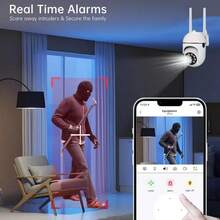 1-2个2.4G无线WiFi智能家居安防摄像头，360°全景视角，24/7全天候监控，USB供电，AI人体追踪和移动侦测，报警推送，视频监控，双向语音，适用于室内安防监控、婴儿/宠物/老人照护 - 白色 - 查看 8