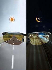 1 Piece Smart Photochromic Polarized Sports Sunglasses Suitable For Driving, Cycling, Skiing, Golf, Running, Cycling And Fishing - 黑色 - 查看 1