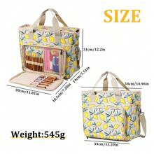 1pc Crochet Yarn Storage Bag, Portable Shoulder Handbag For Sewing Tools, Various Printed Patterns Available, Suitable For Storing Yarn, Crochet Hooks, DIY Accessories, Great Gift For Wife, Mother, Children