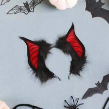¡Destaque este Halloween con nuestro accesorio para el cabello con diadema con orejas de murciélago espeluznante en rojo, negro o gris claro - Negro - Ver 2