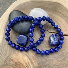 1pc Natural Lapis Lazuli Beaded Bracelet - Bohemian Style Unisex Jewelry Gift For Love, Luck & Wealth, Perfect For Casual Attire, Spiritual Accessory | Bohemian Bracelet | Natural Stone Bracelet - 1pc - View 5