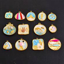 1pc/2pcs Luxury Delicate 304 Stainless Steel Electroplated Pendant Charms, Suitable For DIY Jewelry, Jewelry Making, Crafts - Ocean Life, Cherry, Flower Designs - Color - View 5