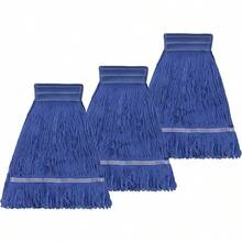 3 Pack Reusable Cleaning Heavy Duty Mop Heads Commerical Replacement Mop Heads Suitable For Heavy Commercial Industrial Residential Areas Blue Cotton Looped Replace Mop Head Deep Blue - 深藍 - 查看 1
