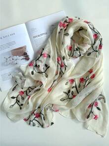 1pc Minimalist Elegant Delicate Embroidered Multi-Color Fashion Party/Travel Lightweight Scarf Shawl For Women, Spring/Summer - Multicolor - View 11