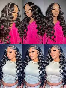 NARNI 28 30 Inch 13x6 Loose Deep Wave Lace Front Wigs Human Hair 250% Density HD Transparent Lace Frontal Wigs Human Hair Pre Plucked Loose Deep Wave Wigs Human Hair With Baby Hair For Women Natural Color - Natural Black - 查看 4