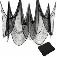 Halloween Gauze Cloth, Halloween Creepy Gauze Cloth Decoration, Black Creepy Cloth, Indoor Outdoor Black Scary Halloween Gauze Tapestry Decor, Spooky Decorations, Creepy Fabric Halloween For Haunted House Supplies, For Home Wall Yard Haunted House Party Supplies - Multicolor - View 1