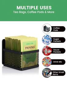1 pièce Support magnétique pour sachet de thé, Porte-thé en métal noir, Organisateur mural pour boîtes de thé, café, sucre économisant l'espace, Convient pour le réfrigérateur, les étagères de cuisine et le comptoir, Étagère de rangement de cuisine - Noir - Voir 6