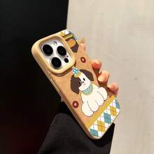 Puppy Teléfono Móvil phone16promax 16plus 15pro 14 13 12 11, Teléfono Móvil con Sensación De Piel Sintética, Nueva Funda para Teléfono Móvil para Hombres Y Mujeres, Anticaída Completa - Marrón claro-1 - Ver 2