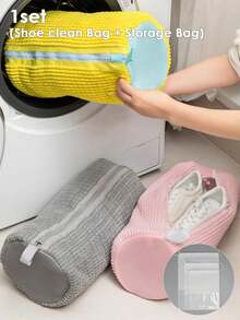 Shoe Cleaning Bag With Hook Up,Washing Machine Shoe Bag–Heavy-Duty Reusable Washer & Dryer Laundry Shoe Bag, 360° Deep-Clean Zippered Protective Bag, Stain-Free Shoe Care Kit For Sneakers, Tennis Shoes, Running Shoes & Boots, Machine-Washable Footwear Storage Pouch, Durable Polyester Laundry Organizer With Carry Handle, Fits Most Sizes – Perfect For Home Laundry, Travel, Gym, Back To School,College Dorms & Outdoor Use