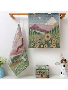 2/4pcs Set Jacquard 4-Layer Gauze Towels, Absorbent Thick Soft Non-Shedding Towels For Home & Travel Shower Towels For Beaty Salon, Hotel Sports, Home Essentials, Towel, Skin Care - Multicolor - View 7