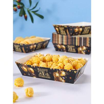 10/24pcs 20th Birthday Happy Food Boxes, Fries Boxes, Popcorn Boxes, Popcorn Boxes, Birthday Party Decorations And Family Movie Night Snack Boxes, Suitable For Lunch Box, Bakery Bread, Burger Restaurant