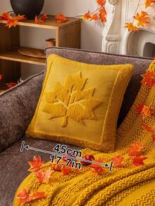 2 vỏ gối hình lá phong màu vàng mù tạt, vỏ gối sofa thêu 3D phong cách Bohemian, thích hợp cho phòng khách, phòng ăn, phòng ngủ - Màu vàng trâu - Xem 4