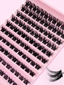 Rikuaild 110片D型卷翘浓密睫毛簇，DIY睫毛嫁接，蓬松柔软交叉睫毛簇，自然假睫毛，睫毛簇，单根睫毛，假睫毛 - D - 查看 6