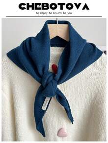 1PC Autumn Decorative Solid Color Wool Knit Triangle Scarf Women's Outerwear Fake Collar Decorative Air-Conditioned Room Scarf Fashion Shawl - Multicolor - View 18