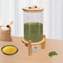 Rice Dispenser, Oat Storage Container, Glass Grain Container, Cat Food Container, Airtight Storage Jars With Bamboo Lids, Spice Jar Set, Kitchen Storage Jars For Spices, Coffee, Sugar, Grains, 7.5 L - 紫紅色 - 查看 3