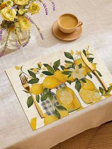 1 pièce/4 pièces/6 pièces/48 pièces Sets de table style nordique à motif citron, résistants à la chaleur, dessous de plats pour tasses à café et bols, lavables, fournitures de décoration pour fête, cottage, hôtel et maison