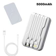 XBJ Pin dự phòng không dây từ tính nâng cấp sang trọng, Bộ sạc mini di động ngoài trời tiện dụng, Pin dự phòng 5000 MAh và 3 trong 1 để sạc điện thoại di động, Thích hợp để mang theo ngoài trời và du lịch đường dài, Thích hợp cho nhiều mẫu điện thoại di động Apple, Lựa chọn hoàn hảo làm quà tặng Thích hợp cho kỳ nghỉ hè Du lịch/Cắm trại ngoài trời và Bộ sạc dự phòng khẩn cấp rảnh tay Quà tặng cho gia đình, bạn bè, Bộ sạc di động sinh nhật - Pin dự phòng từ tính thông minh nâng cấp - Xem 3