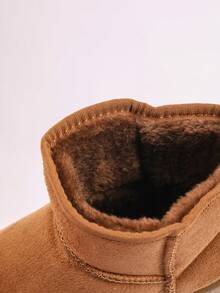 女士冬季靴，女士毛绒靴，女士雪地靴，短款毛绒保暖雪地靴，时尚软底毛绒保暖踝靴，防滑舒适黑色雪地靴 - 駝色 - 查看 3