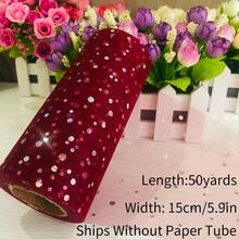 Polka Dot Sequin Mesh Rolls - 10/50 Yards Polka Dot Mesh Netting For Christmas/New Year/Valentine/Wedding/Birthday/Halloween Decoration Tutu Skirts, Gift Wrapping, Party Decor