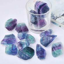20PCS Natural Color Fluorite Crystal Minerals Landscape Rock Specimen Mineral Decorative Bulk Asymmetrical Shape Raw Stone Home Decor - Multicolor - View 5