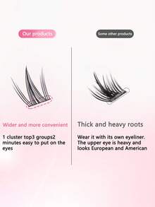 Ciglia finte Ondine da 60/100/120 ciuffetti, senza colla, non rimovibili, con steli sottili, ciglia segmentate simulate, ciglia morbide a più segmenti di grande capacità, ciglia finte a singolo ciuffetto per principianti