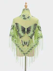 1pc Floral Burnout Scarf, Lace Scarf, Printed Neckerchief, Basic Solid Color Burnout Scarf, Y2K Style