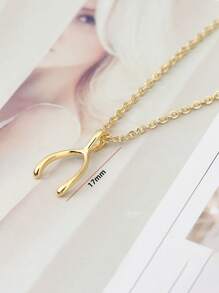 1pc Stainless Steel Chain Lucky Wishbone Necklace, Suitable For Daily Wear And Gift For Friends