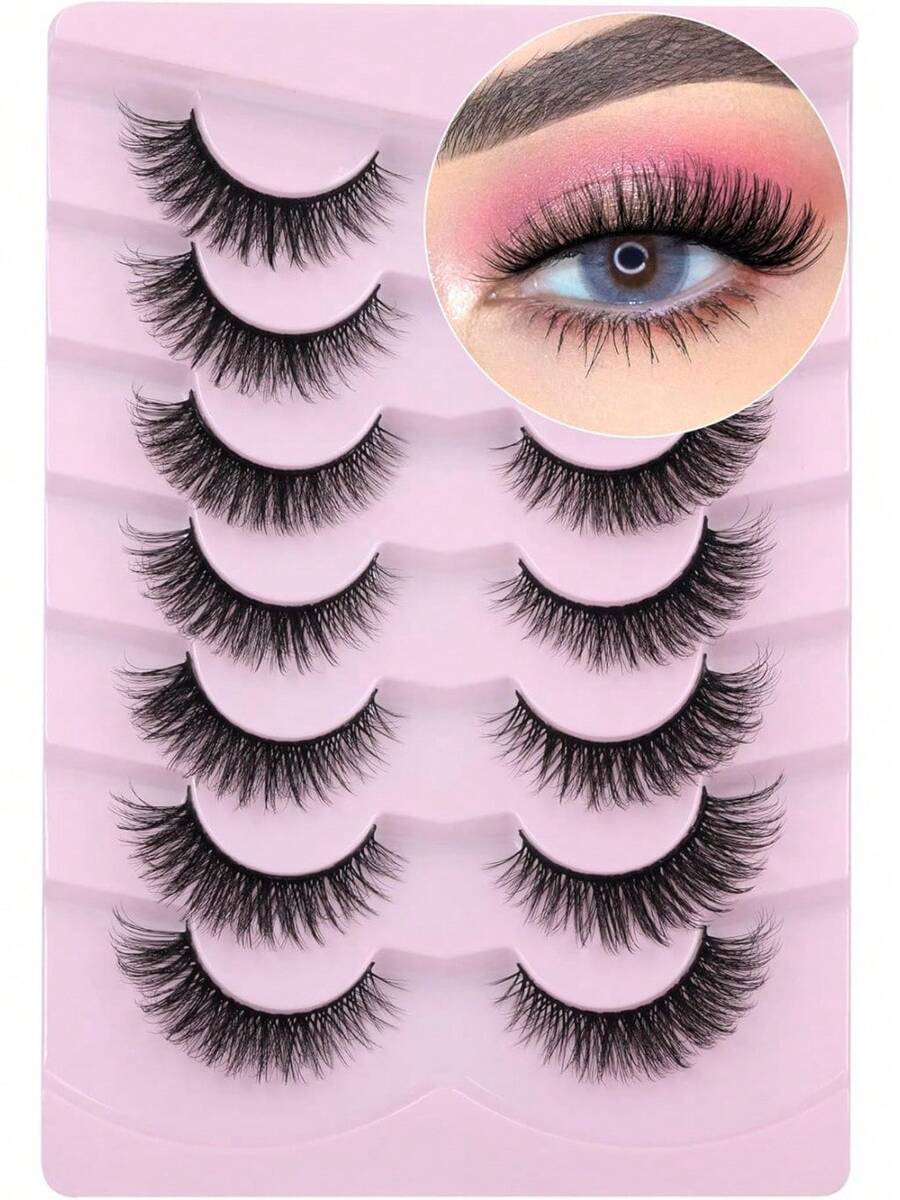 Wispy Cat Eye Lashes Natural Look 15mm False Eyelashes Fluffy Mink Fake Lashes That Look Like Extensions Lash Strips