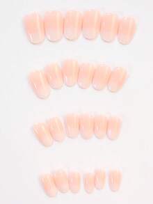 24 件短杏仁形、长棺材形、短方形、渐变杏仁色人造指甲，带推杆和凝胶按压指甲，美甲用品，美甲 - 彩色 - 查看 5